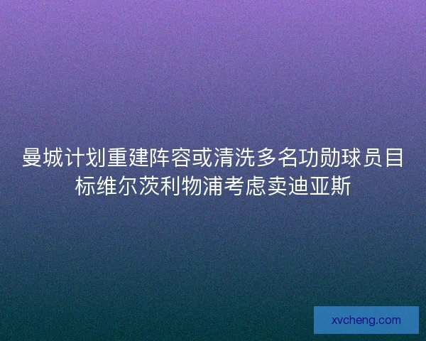 曼城计划重建阵容或清洗多名功勋球员目标维尔茨利物浦考虑卖迪亚斯