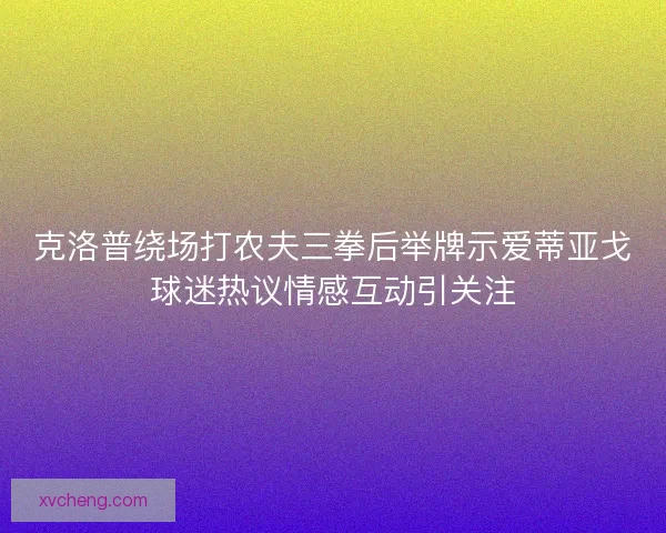 克洛普绕场打农夫三拳后举牌示爱蒂亚戈球迷热议情感互动引关注 克洛普绕场打农夫三拳后举牌示爱蒂亚戈球迷热议情感互动引关注